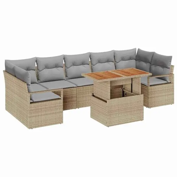 Snabb frakt vidaXL Trädgårdsoffset med kudde 8 pcs Beige och Grå