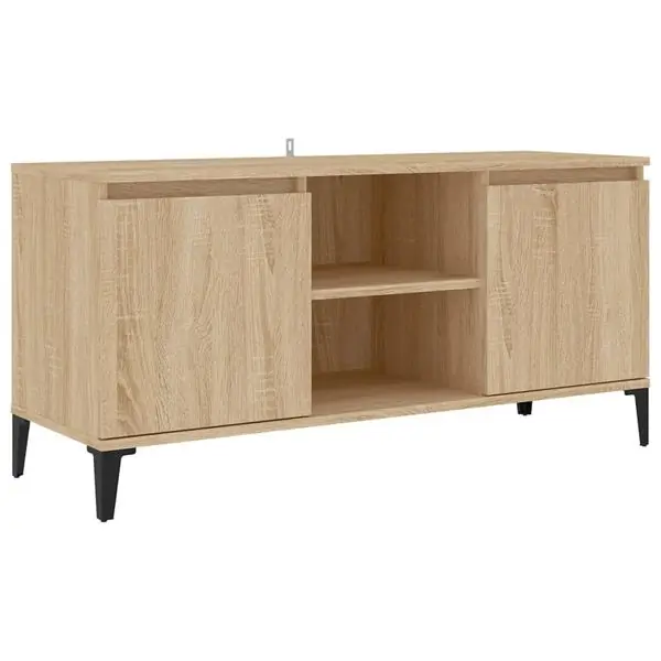 vidaXL TV-bänk med metallben sonoma-ek 103,5x35x50 cm Reapris