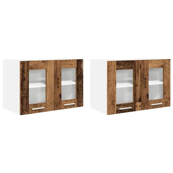Sänkt pris vidaXL Hängande skåp 2 pcs Gammalt trä 60 x 31 x 40 cm Konstruerat trä