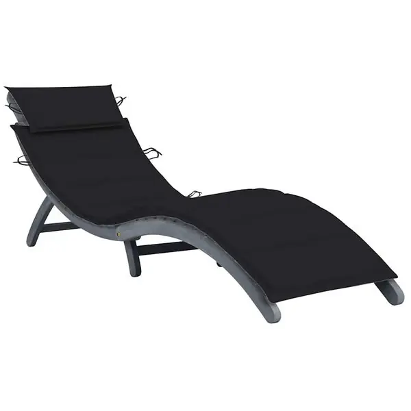 vidaXL Solsäng med dyna grå massivt akaciaträ Beställ idag
