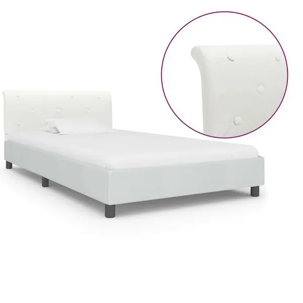 vidaXL Sängram utan madrass vit konstläder 90x200 cm Billigare