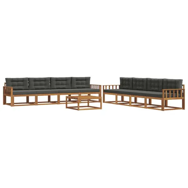 vidaXL Utomhussoffset med kudde 9 pcs Naturlig och Antracit Trygg betalning