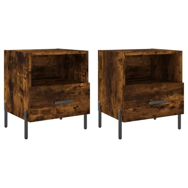 vidaXL Sängbord 2 st rökfärgad ek 40x35x47,5 cm konstruerat trä Billigare