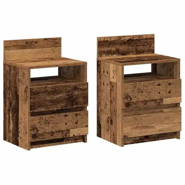 Begränsat erbjudande vidaXL Sängbord 2 st med 2 lådor åldrat trä 40x33x60 cm