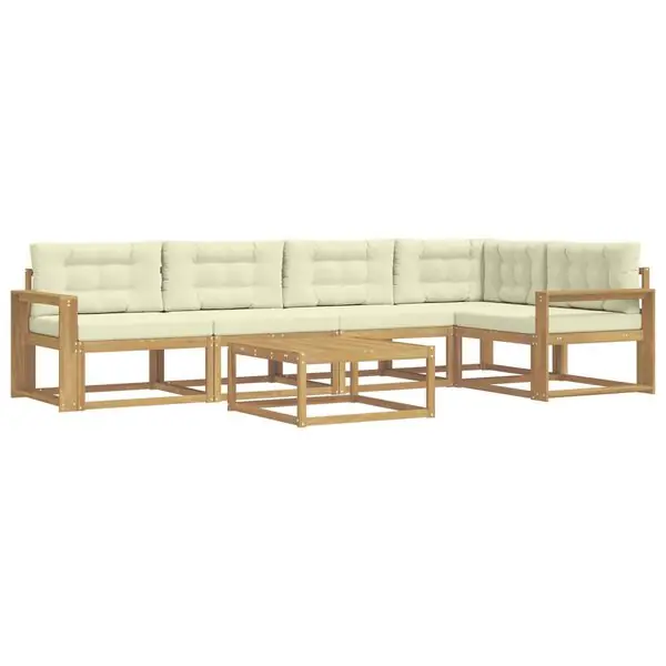 vidaXL Utomhussoffset 6 pcs Vit och grädde 79 x 79 x 37 cm Polyester Erbjudande