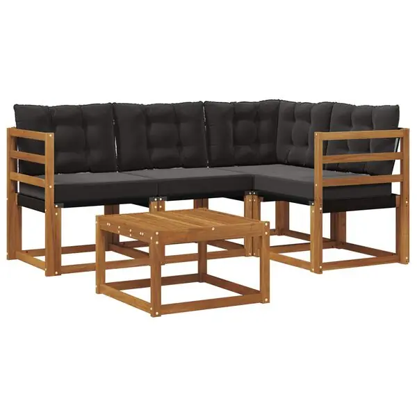 Bästa pris vidaXL Utomhussoffset med kudde 5 pcs Naturlig och svart