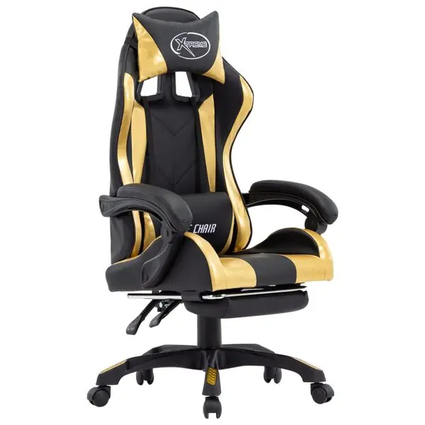 vidaXL Gamingstol med fotstöd guld och svart konstläder Populär
