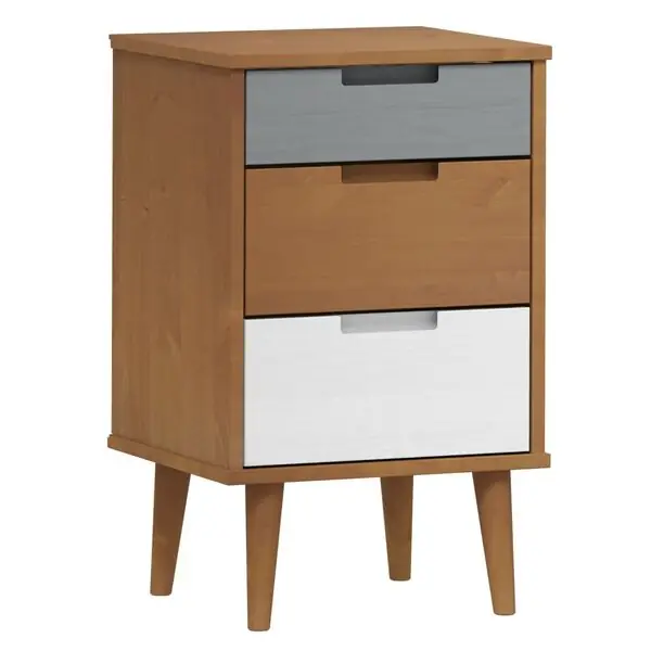 vidaXL Sängbord MOLDE brun 40x35x65 cm massiv furu Kampanjpris