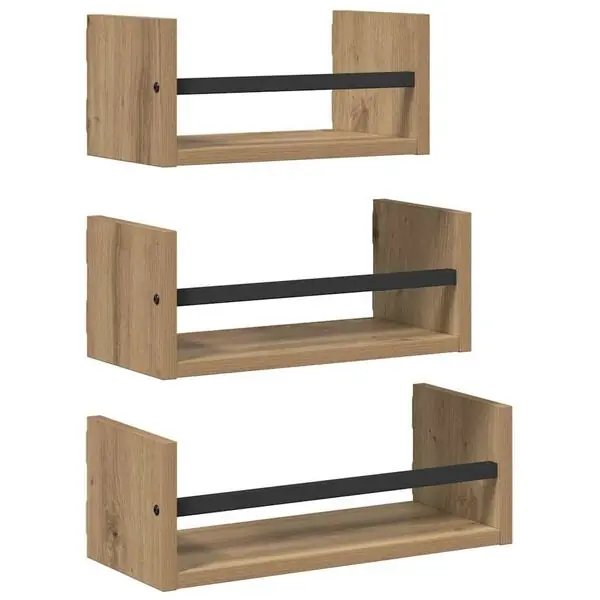 Fri frakt vidaXL Vägghyllset 3 pcs Artisan Ek 40x16x14cm Konstruerat trä