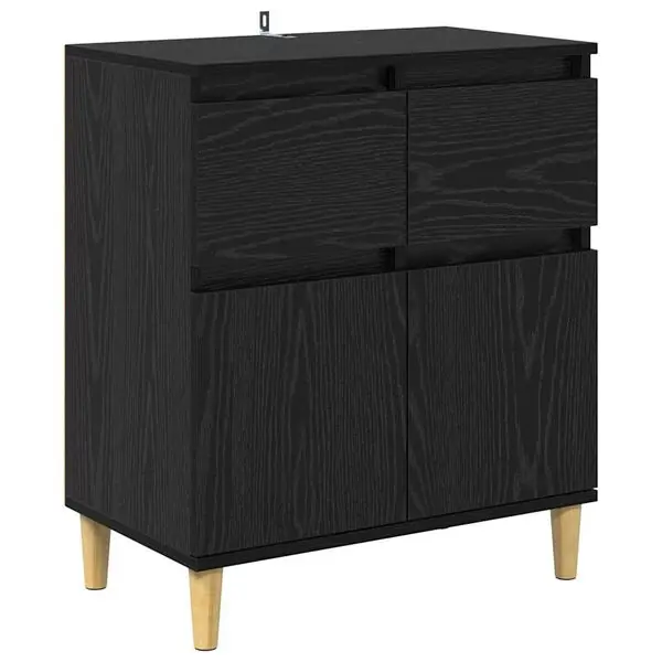 Extra rabatt vidaXL Sideboard med låda Svart Ek 60 x 35 x 70 cm Konstruerat trä