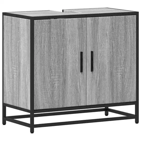 vidaXL Tvättställsskåp grå sonoma 65x33x60 cm konstruerat trä Nedsatt pris
