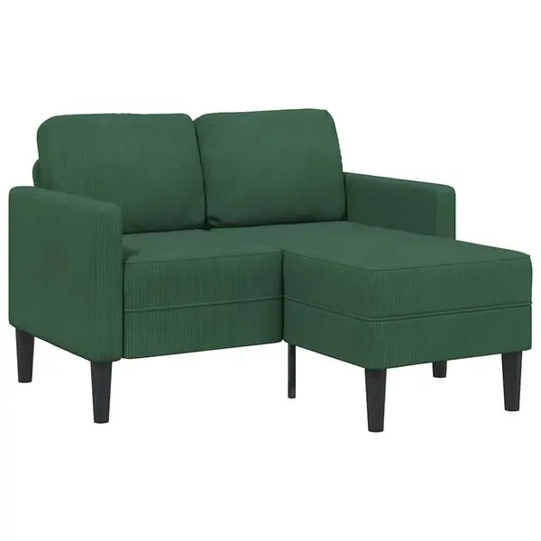 vidaXL 2-sitssoffa med schäslong L-formad mörkgrön 125 cm linne Rabatter