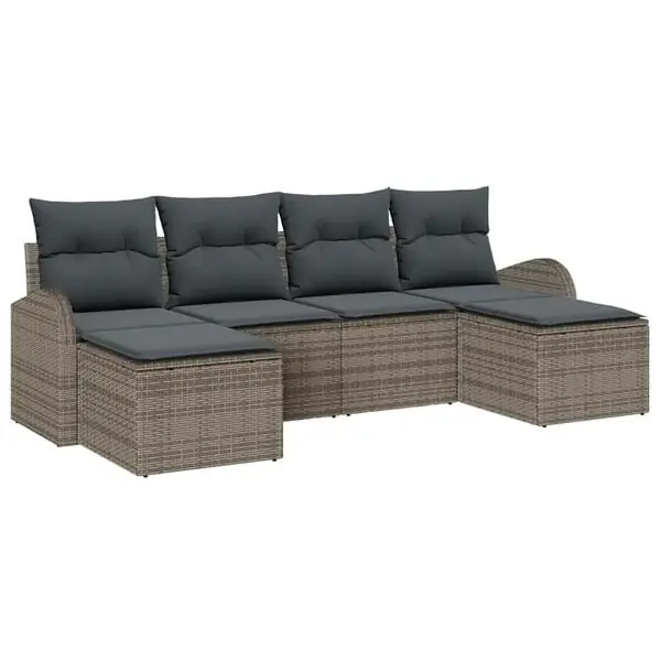 vidaXL Soffset med kudde med lagring 6 pcs Grå konstrotting Outlet