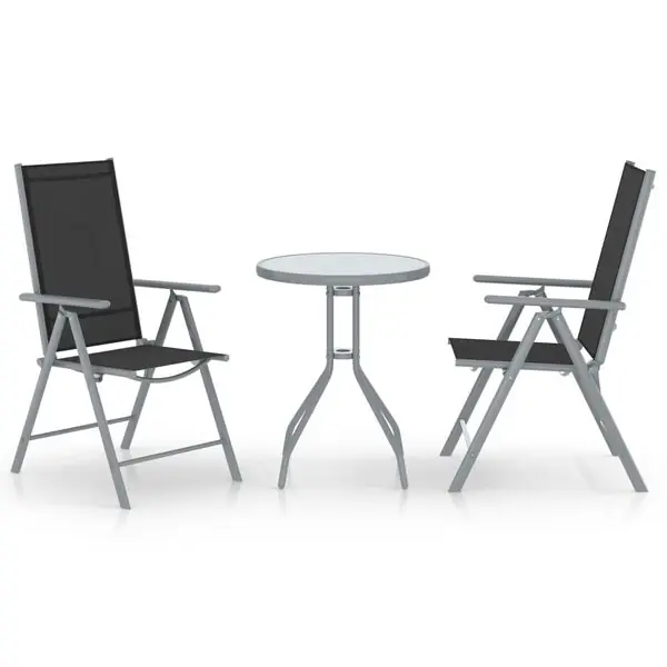 Snabb frakt vidaXL Caféset 3 delar aluminium och textilen silver