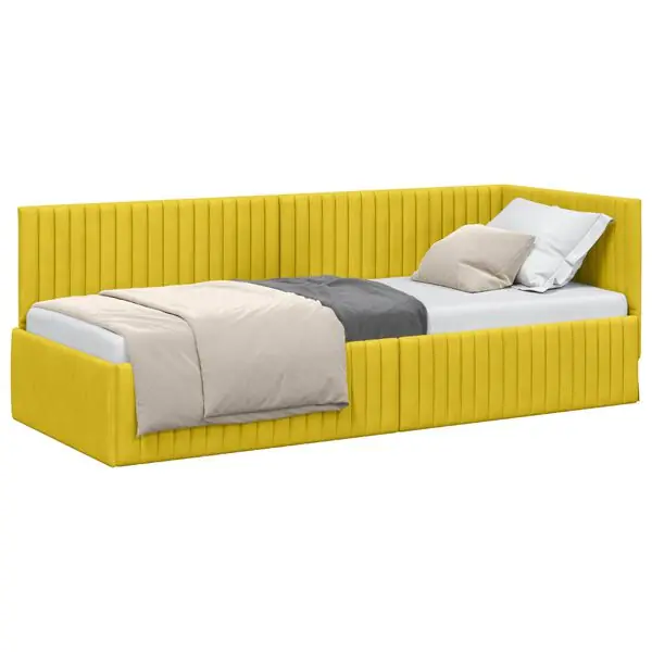 vidaXL Hörn Sängram med huvudgavel Gul 80 cm x 200 cm Sammet Sänkt pris