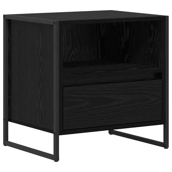 Rabatter vidaXL Sängbord med låda Svart Ek 50 x 39,5 x 50 cm Konstruerat trä
