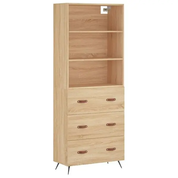 vidaXL Högskåp sonoma-ek 69,5x34x180 cm konstruerat trä Rabatter