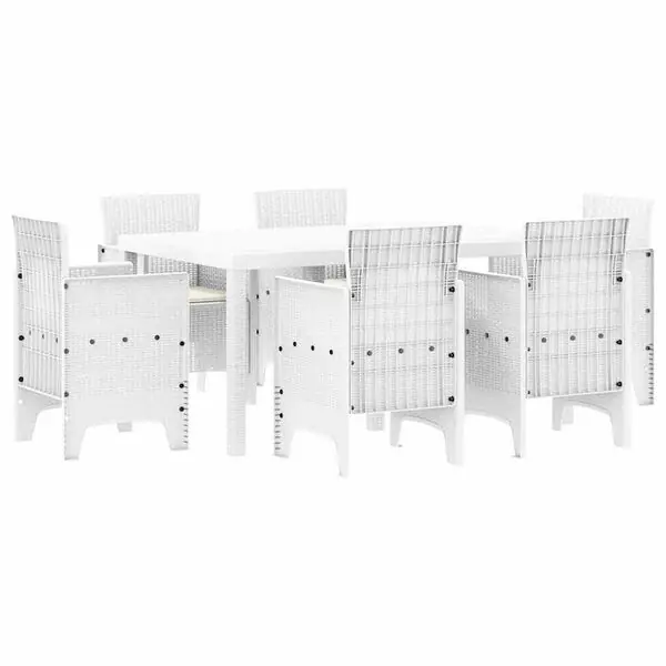 Trygg betalning vidaXL Trädgårdsmöbelset 7 pcs Vit Polt rotting