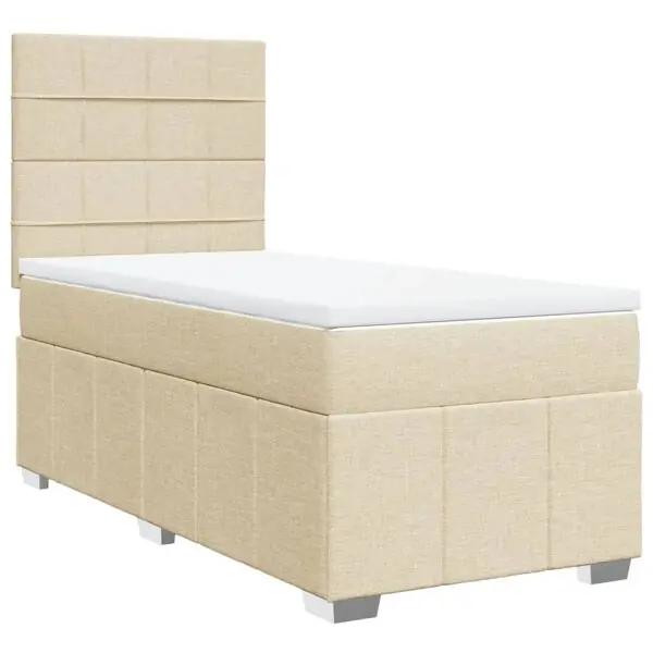vidaXL Ramsäng med madrass gräddvit 80x200 cm tyg Beställ idag
