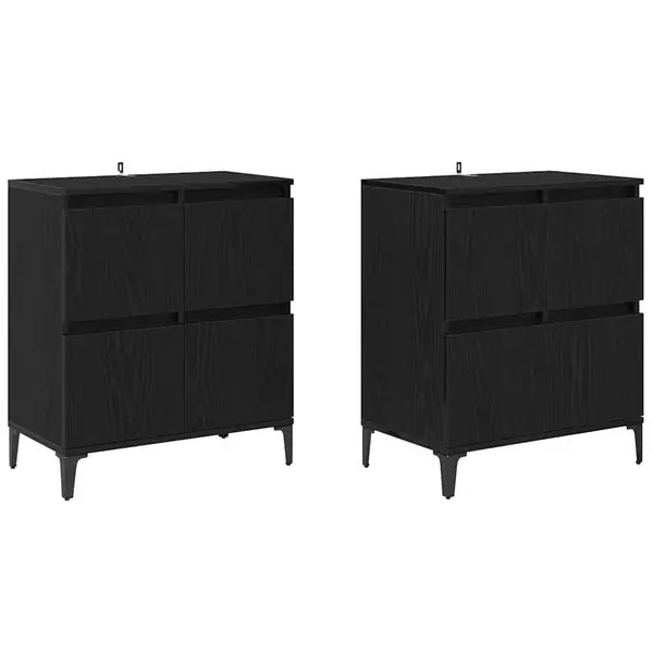 Extra rabatt vidaXL Skåp 2 pcs Svart Ek 60 x 35 x 70 cm Konstruerat trä