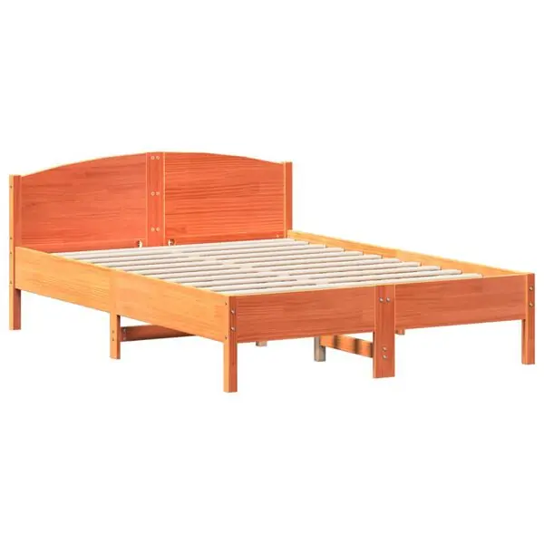 vidaXL Sängram utan madrass vaxbrun 135x190 cm massiv furu Rabatter