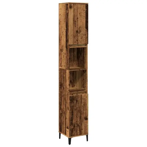 vidaXL Badrumsskåp åldrat trä 30x30x190 cm konstruerat trä Snabb frakt