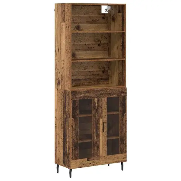 Säker betalning vidaXL Skåp Gammalt trä 69,5 x 34 x 180 cm Konstruerat trä och glas