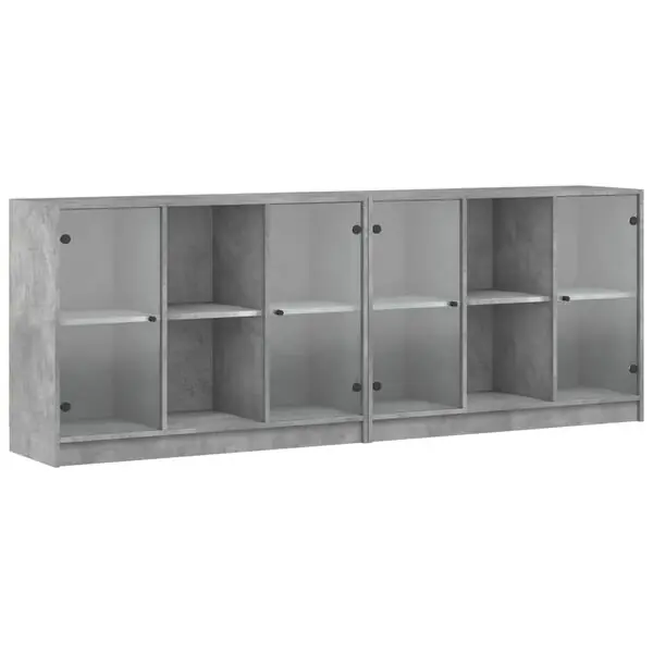Snabb leverans vidaXL Bokhylla med dörrar betonggrå 204x37x75 cm konstruerat trä