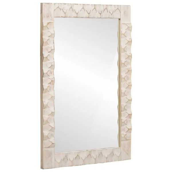 vidaXL Badrumsspegel med spegel Vit Tvätt Finish 50 x 70 x 2,5 cm risnedsättning