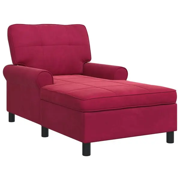 vidaXL Chaise Lounge med kudde Vinröd 91 x 157 x 91 cm Sammet Utförsäljning