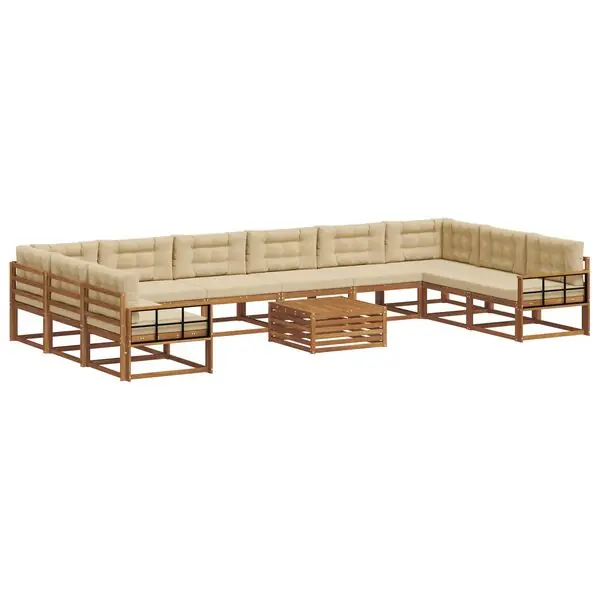 vidaXL Utomhussoffset med kudde 11 pcs Naturlig och Beige Sista chansen
