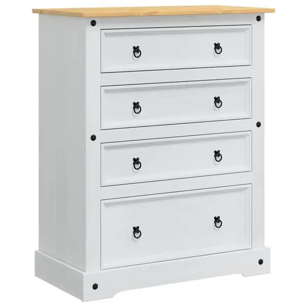 vidaXL Förvaringskistor Corona Vit 92 x 48 x 114 cm Massiv furu Sista chansen