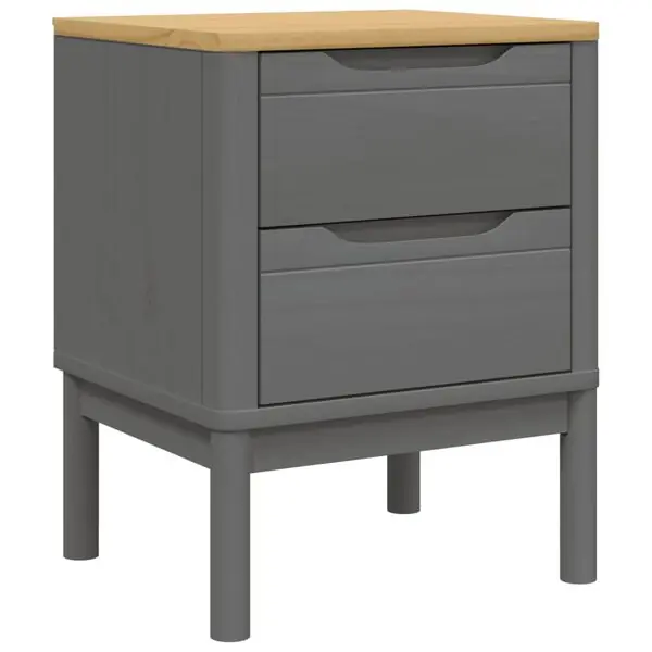 Outlet vidaXL Sängbord grå 45x39x57 cm massiv furu