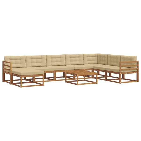 Endast idag vidaXL Utomhussoffset med kudde 9 pcs Naturlig och Beige