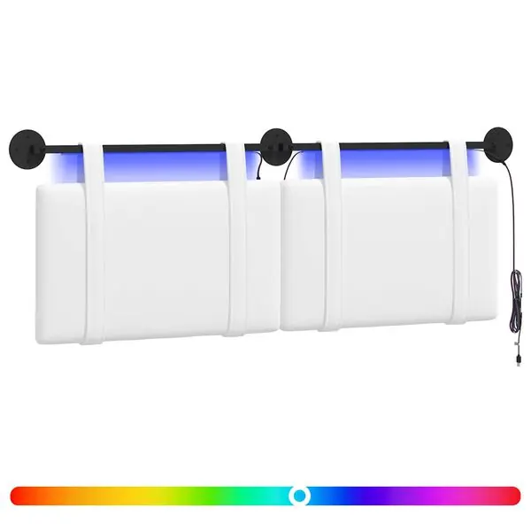 Kundfavorit vidaXL Hängande sänggavel Med LED-lampa Vit Tyg