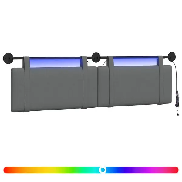 Extra rabatt vidaXL Hängande sänggavel Med LED-lampa Mörkgrå Tyg