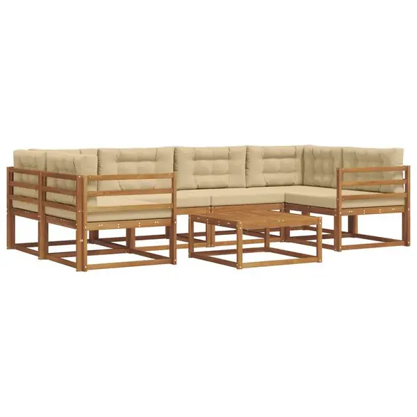 vidaXL Utomhussoffset med kudde 7 pcs Naturlig och Beige Endast denna vecka