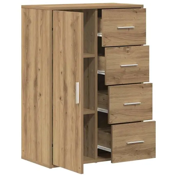 Endast idag vidaXL Sideboard med låda Artisan Ek 60 x 31 x 84 cm Konstruerat trä