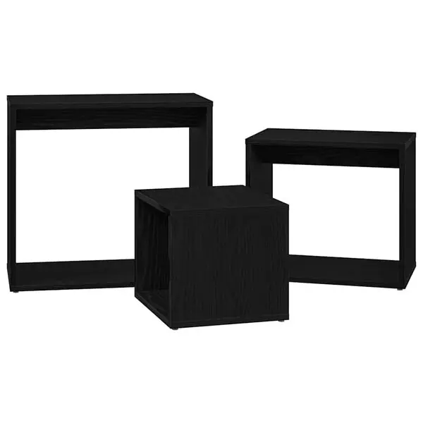 Begränsat erbjudande vidaXL Nestingbord 3 pcs Svart Ek Konstruerat trä