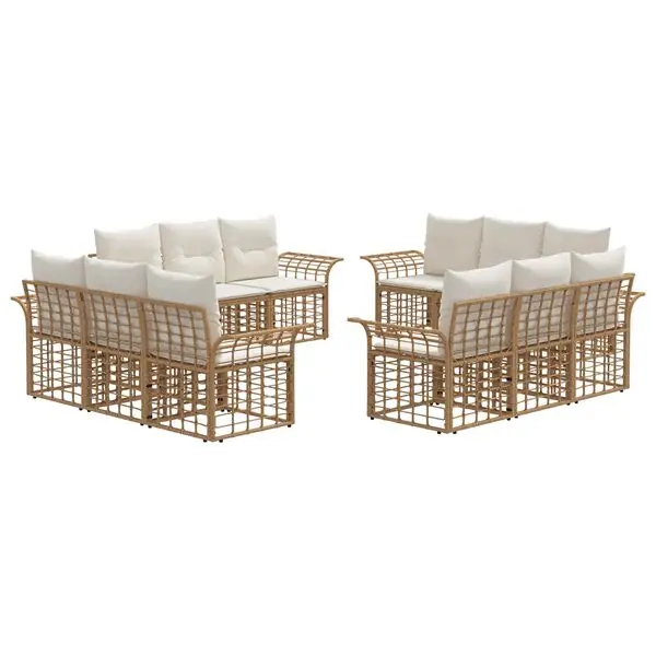 vidaXL Utomhussoffset med kudde 12 pcs Naturlig och Creamvit Polyester Reapris