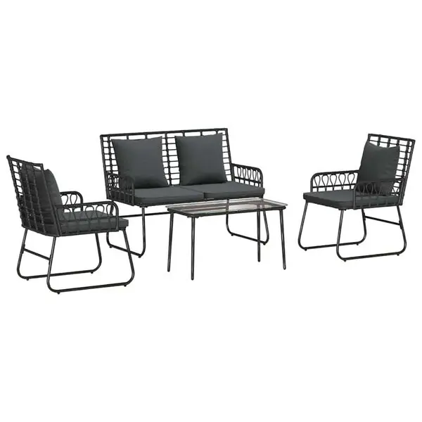 Begränsat erbjudande vidaXL Trädgårdsmöbelset 4 pcs Svart och Anthracit konstrotting