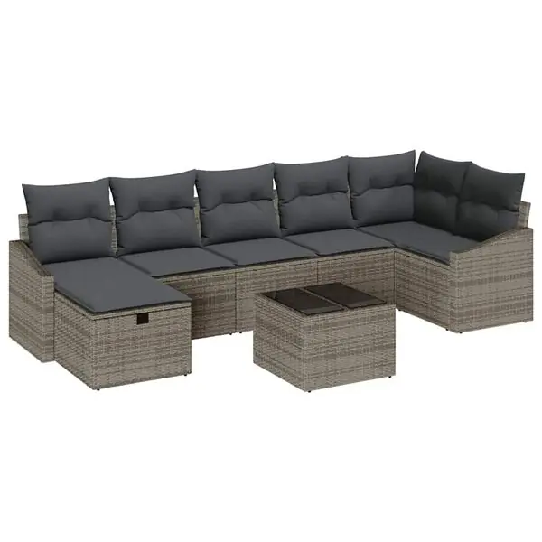 vidaXL Soffset med kudde 8 pcs konstrotting Snabb frakt