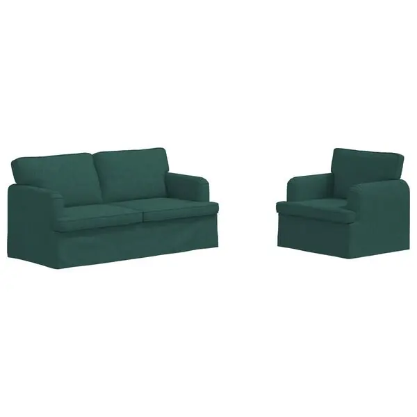 Billigare vidaXL Soffset 2 pcs Mörkgrön 162 x 80 x 85 cm tyg