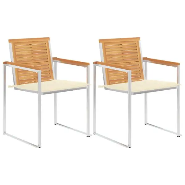 Populär vidaXL Trädgårdsstolar 2 st med dynor massiv teak och stål