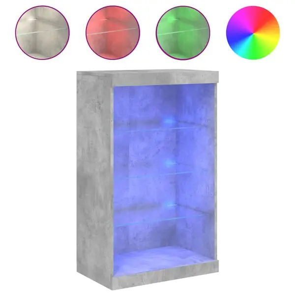 vidaXL Skänk med LED-belysning betonggrå 60,5x37x100 cm Lägg i varukorgen