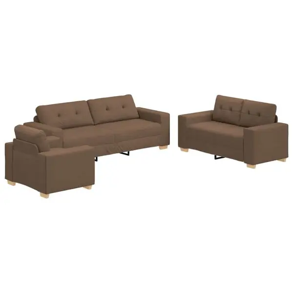 vidaXL Soffa 3 pcs Brun 221 x 80 x 80 cm Linnenblandad tyg Erbjudande
