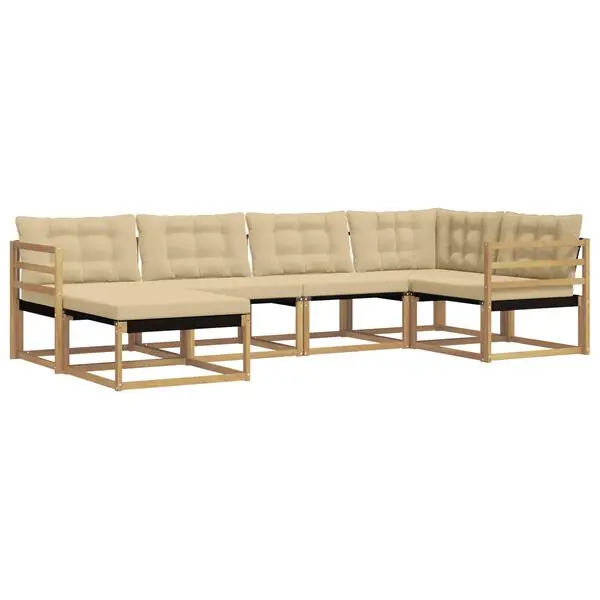 vidaXL Utomhussoffset med kudde 6 pcs Vit och Beige Endast denna vecka