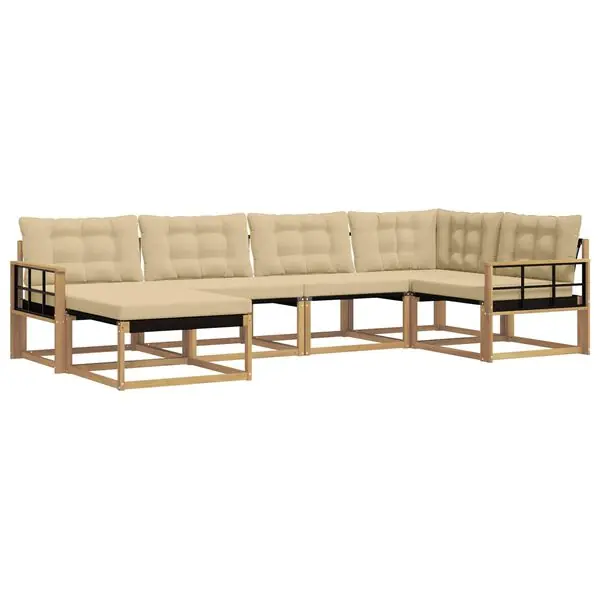 Rea vidaXL Utomhussoffset med kudde 6 pcs Vit och Beige