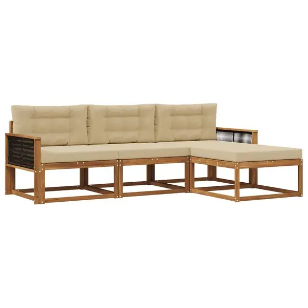 Reapris vidaXL Utomhussoffset med kudde 4 pcs Naturlig och Beige