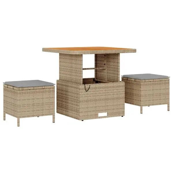 vidaXL Trädgårdsmöbelset Beige konstrotting Fynd
